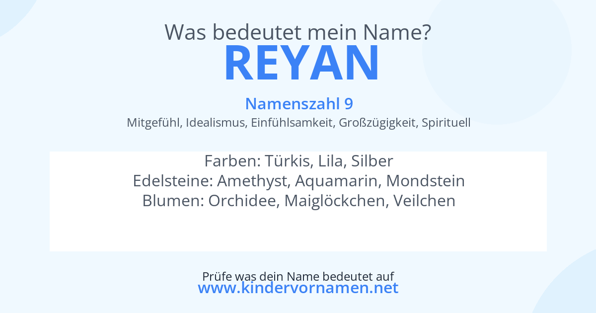 Was bedeutet der Name Reyan?