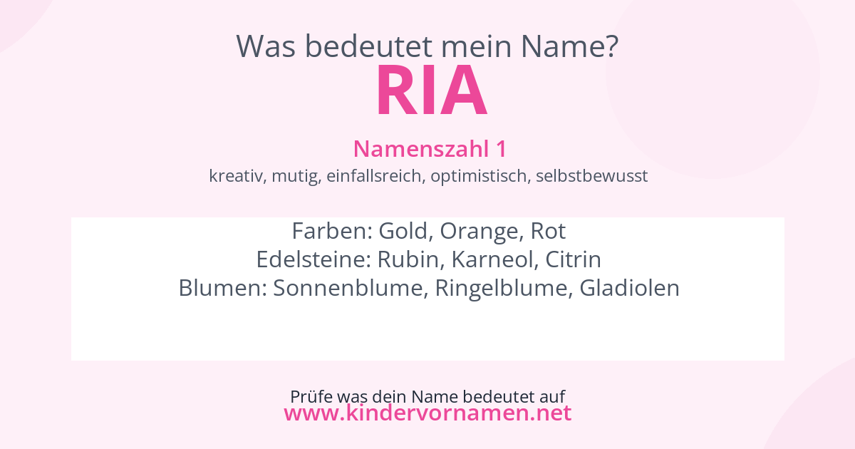 Was bedeutet der Name Ria?