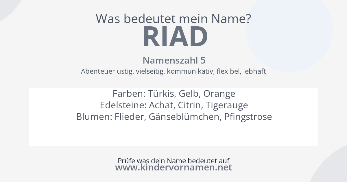 Was bedeutet der Name Riad?
