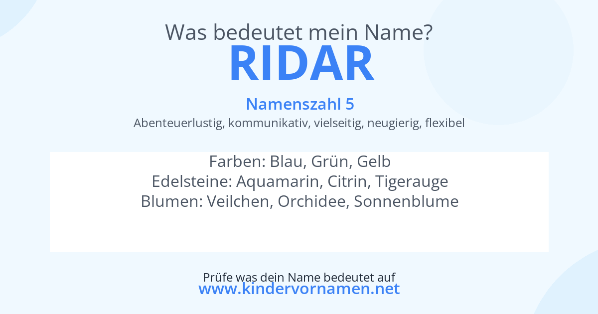 Was bedeutet der Name Ridar?