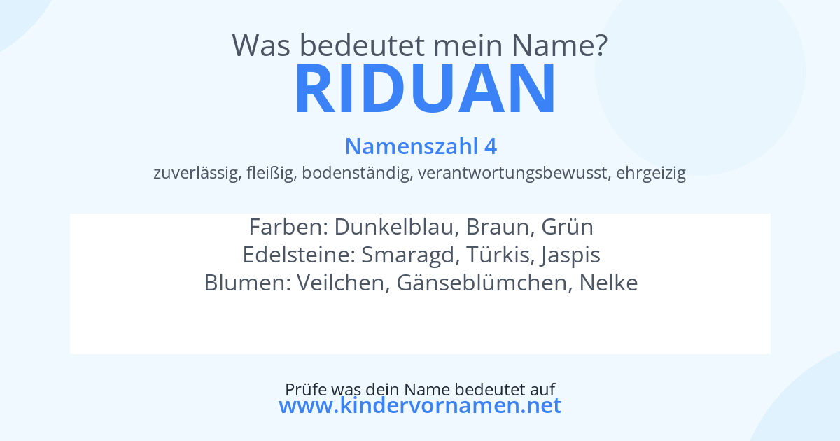 Was bedeutet der Name Riduan?