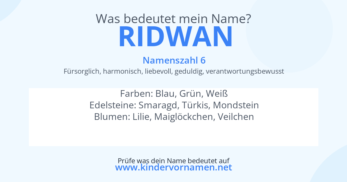Was bedeutet der Name Ridwan?