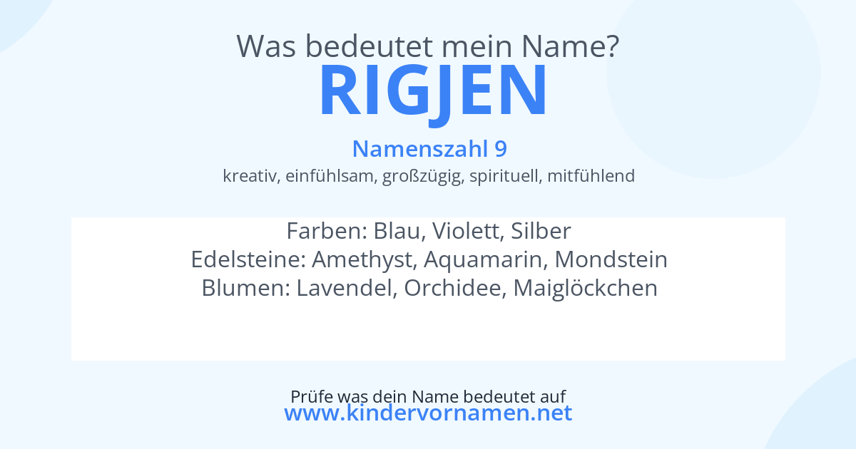 Was bedeutet der Name Rigjen?