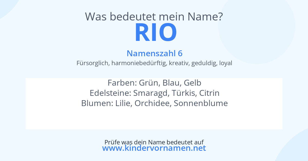 Was bedeutet der Name Rio?