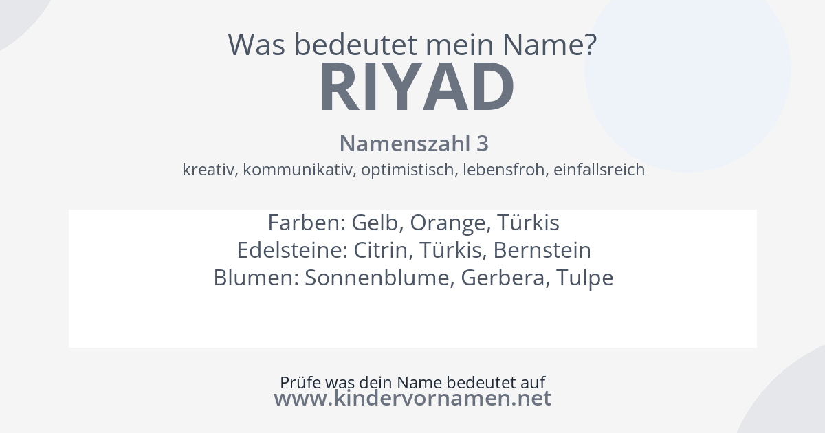 Was bedeutet der Name Riyad?