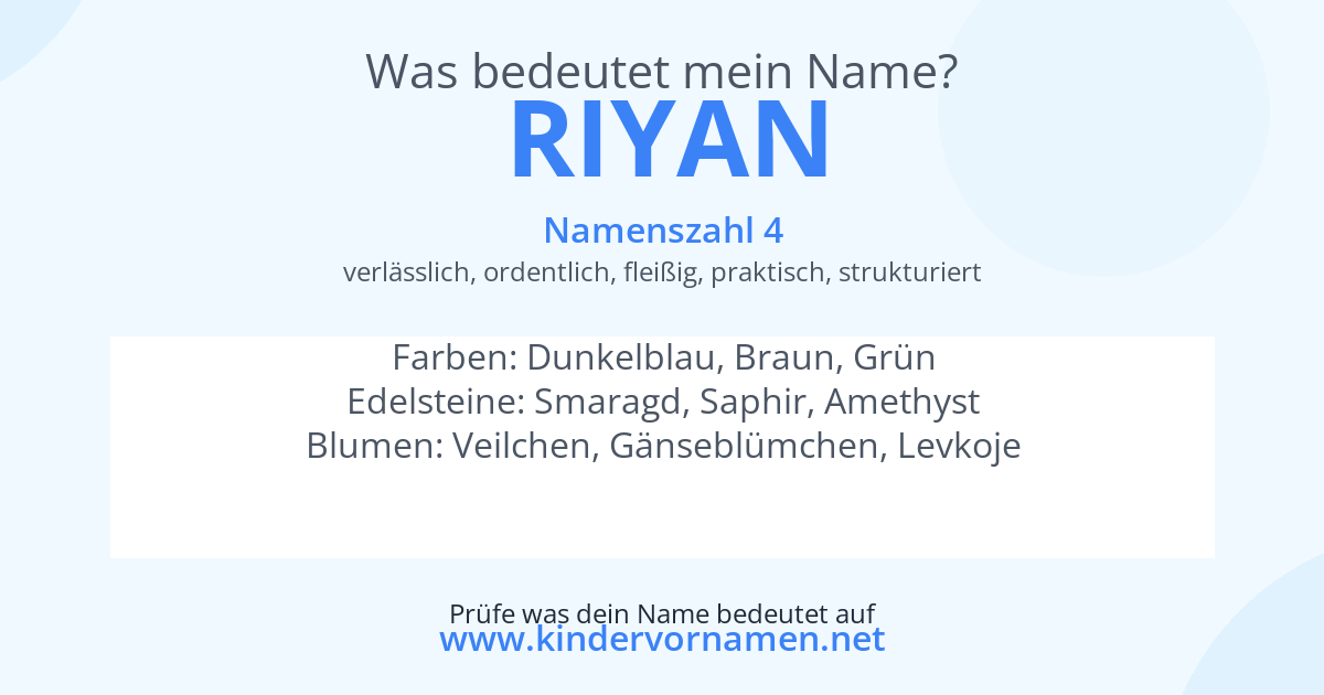Was bedeutet der Name Riyan?