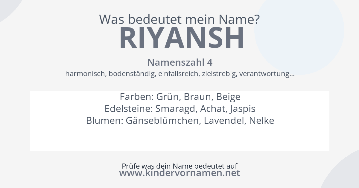 Was bedeutet der Name Riyansh?