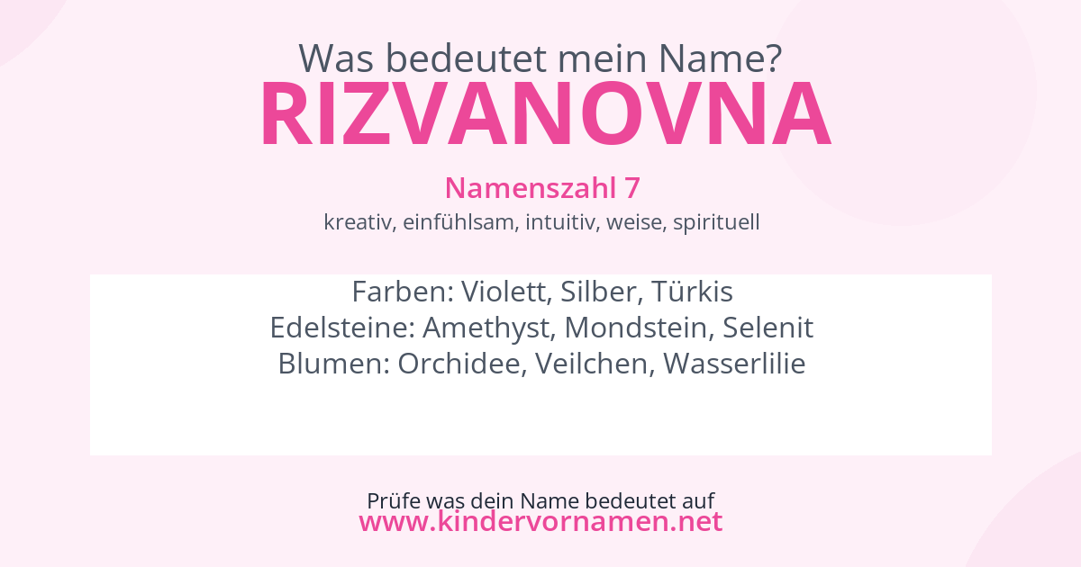 Was bedeutet der Name Rizvanovna?