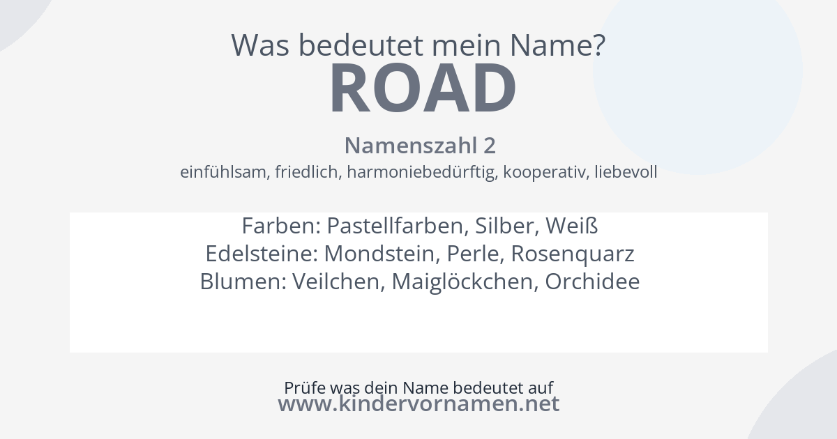 Was bedeutet der Name Road?