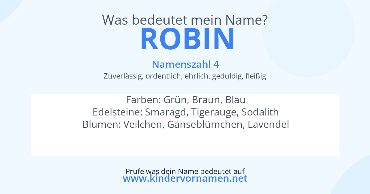 Was bedeutet der Name Robin?