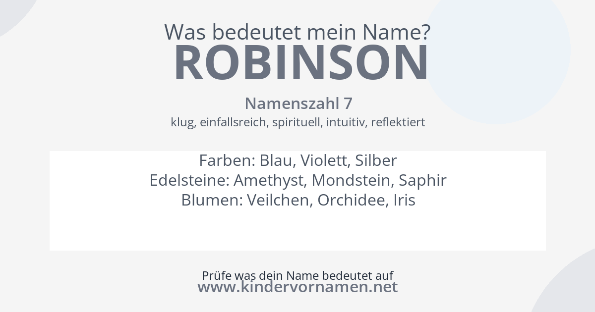 Was bedeutet der Name Robinson?