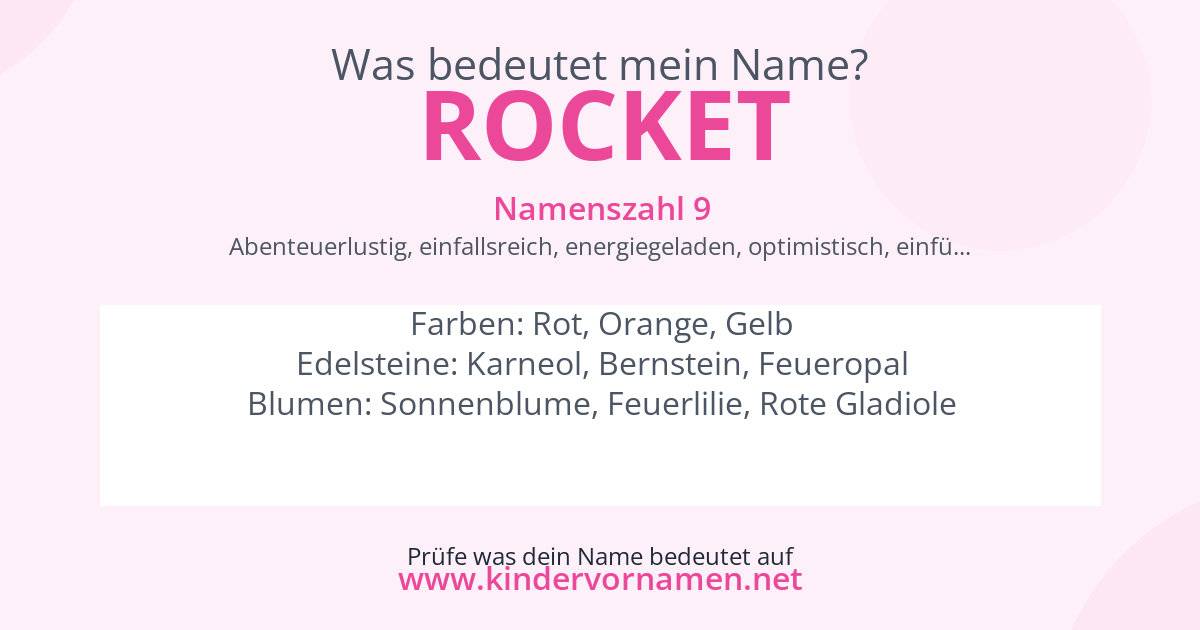 Was bedeutet der Name Rocket?