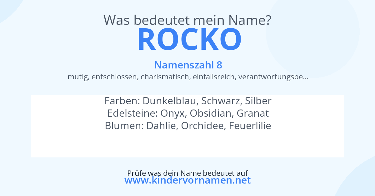 Was bedeutet der Name Rocko?