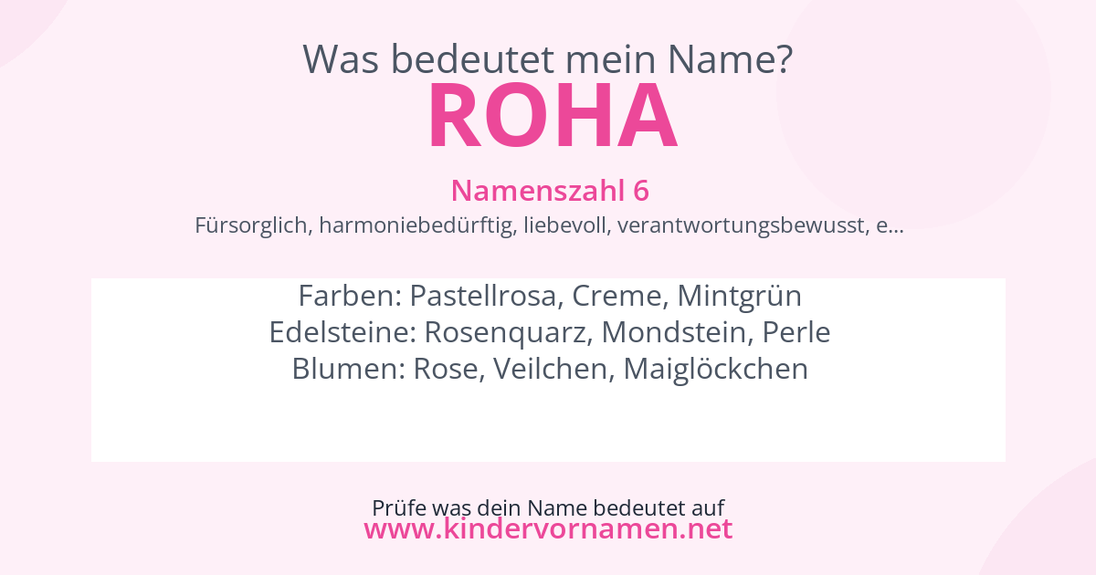 Was bedeutet der Name Roha?