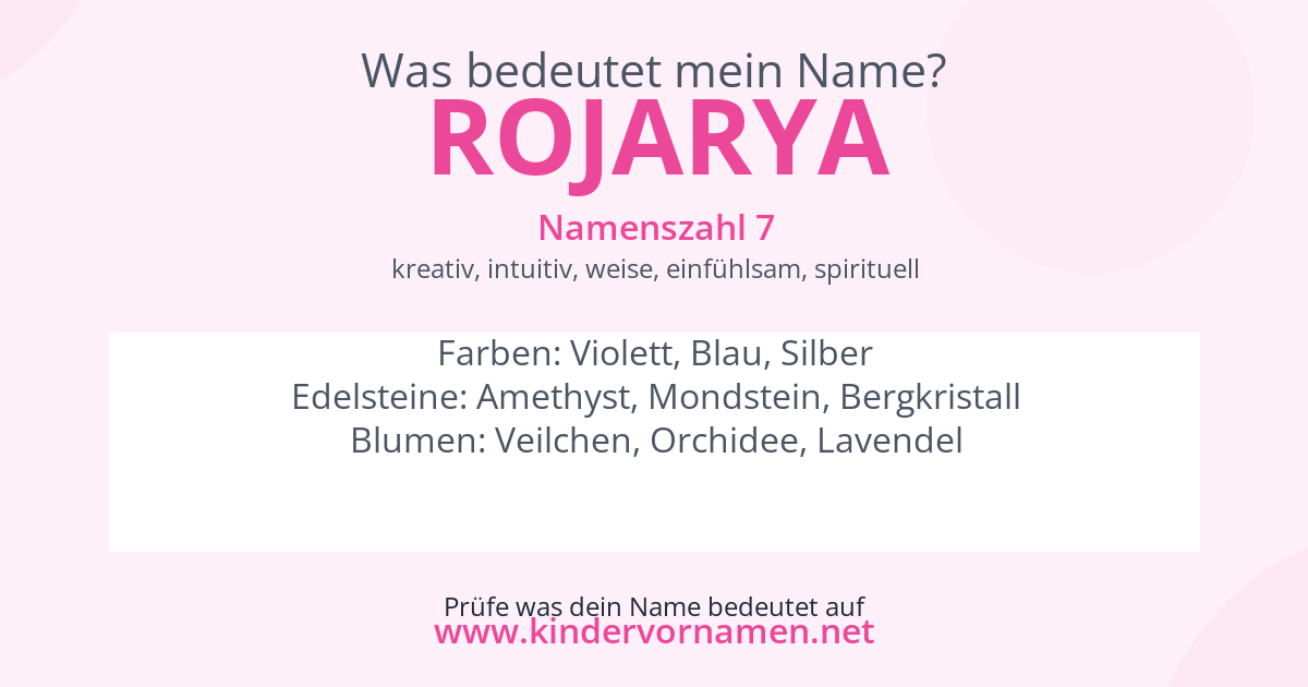 Was bedeutet der Name Rojarya?