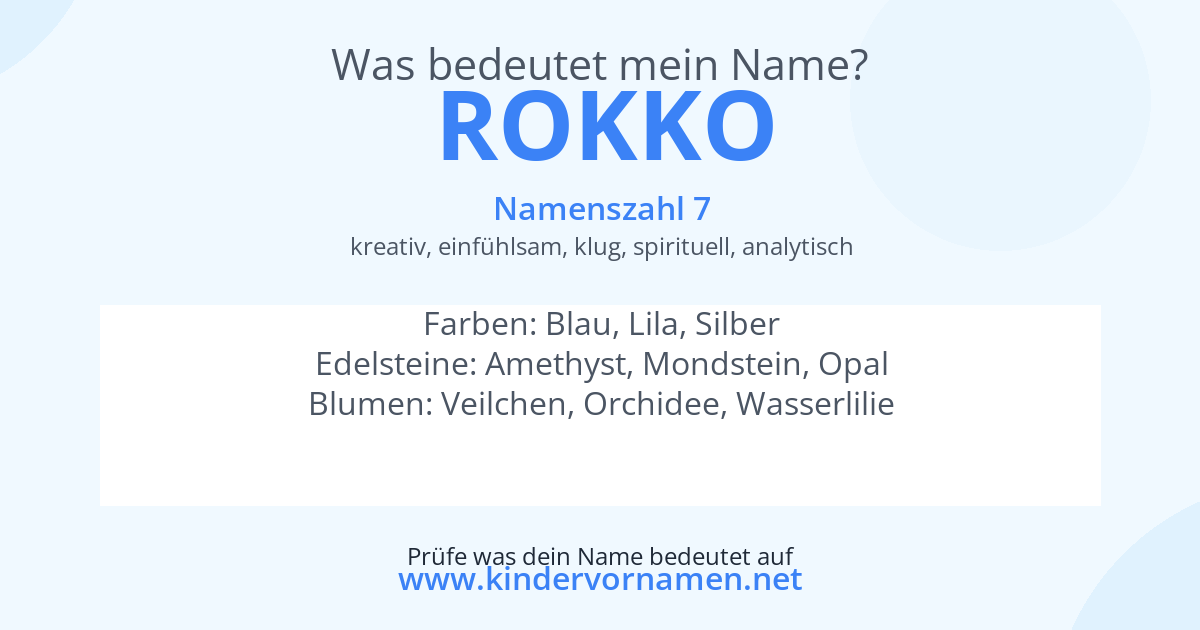 Was bedeutet der Name Rokko?