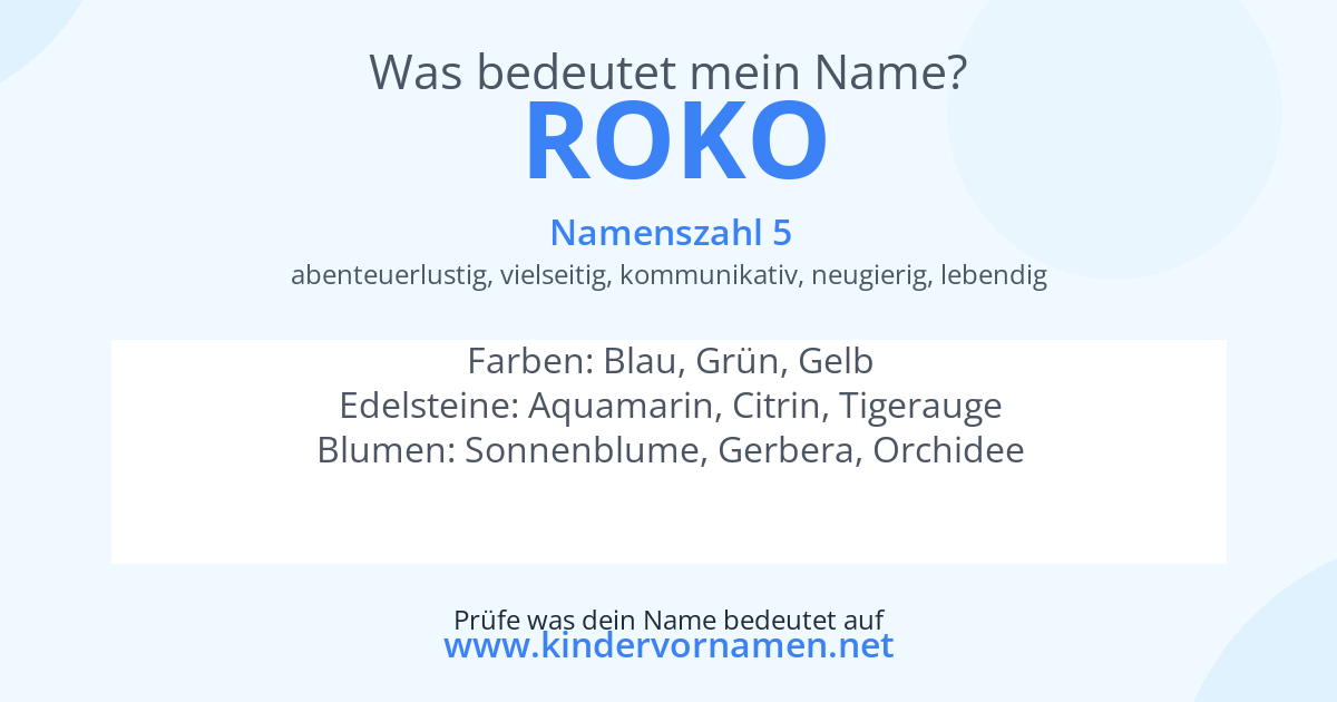 Was bedeutet der Name Roko?