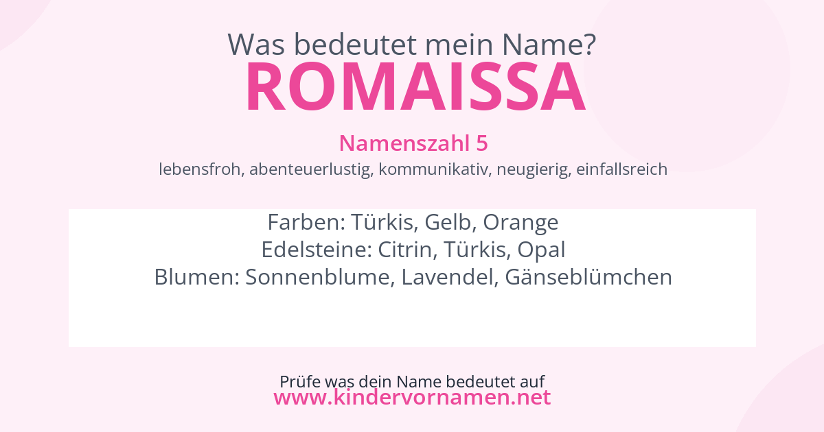 Was bedeutet der Name Romaissa?