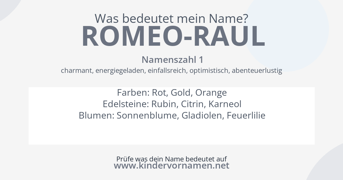 Was bedeutet der Name Romeo-Raul?