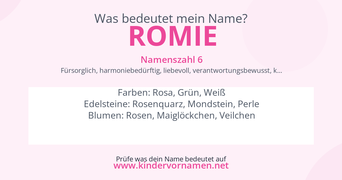 Was bedeutet der Name Romie?