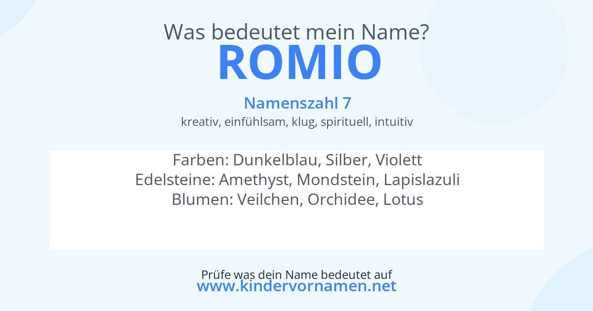 Was bedeutet der Name Romio?