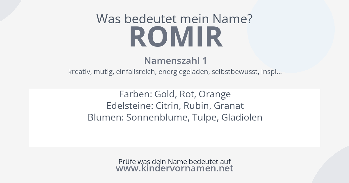 Was bedeutet der Name Romir?