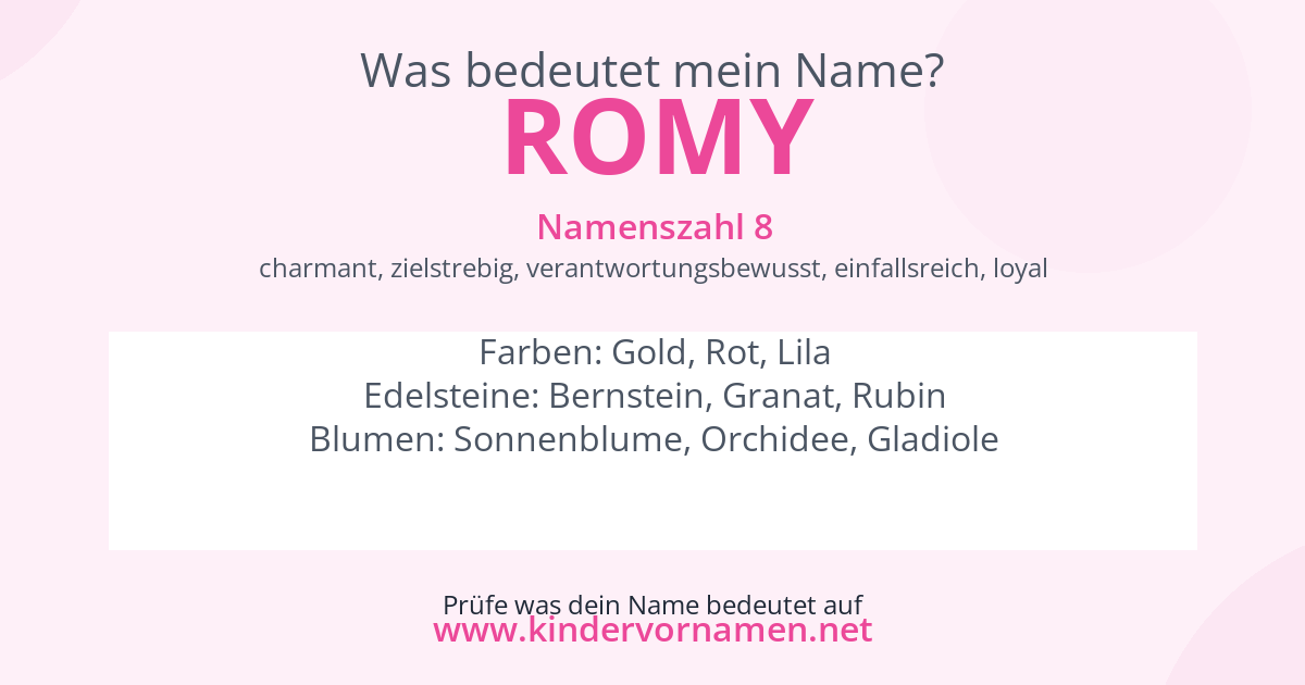 Was bedeutet der Name Romy?