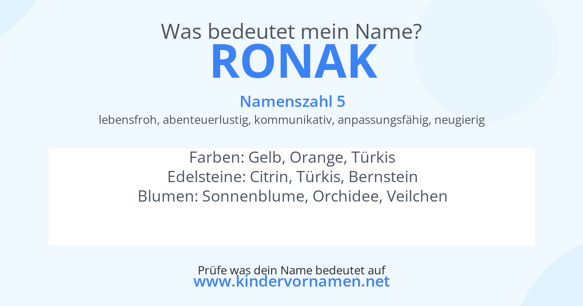 Was bedeutet der Name Ronak?