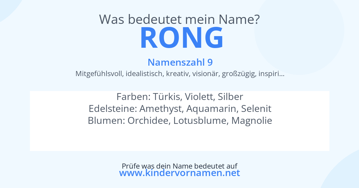 Was bedeutet der Name Rong?