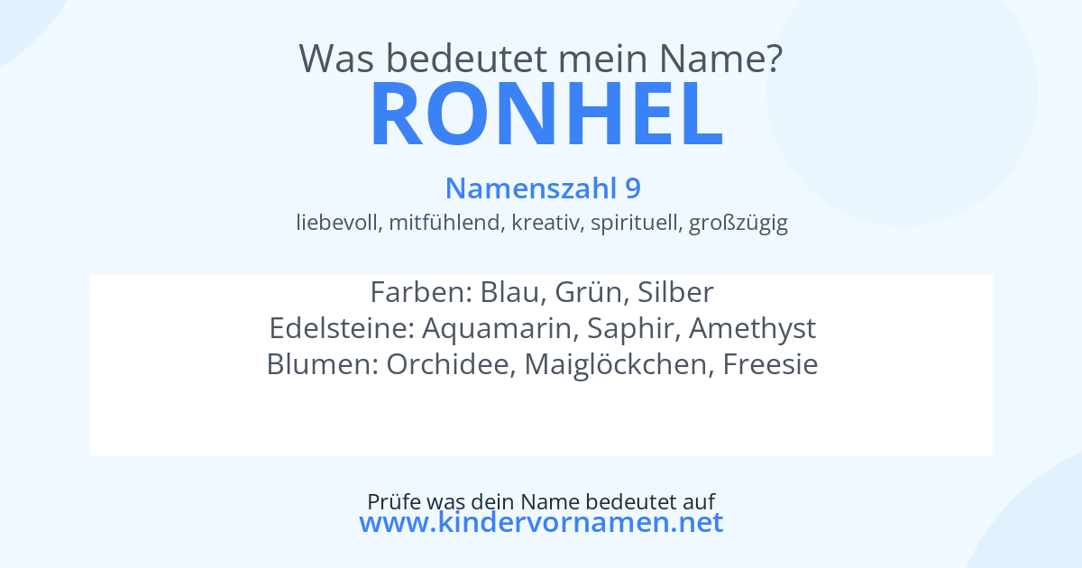 Was bedeutet der Name Ronhel?