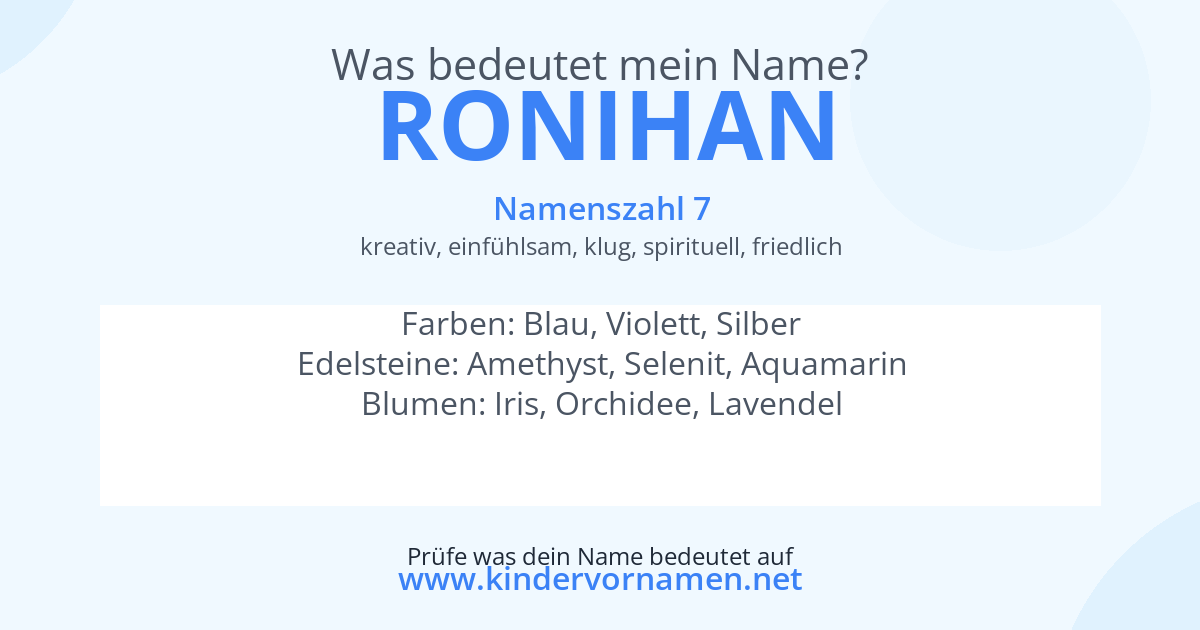 Was bedeutet der Name Ronihan?