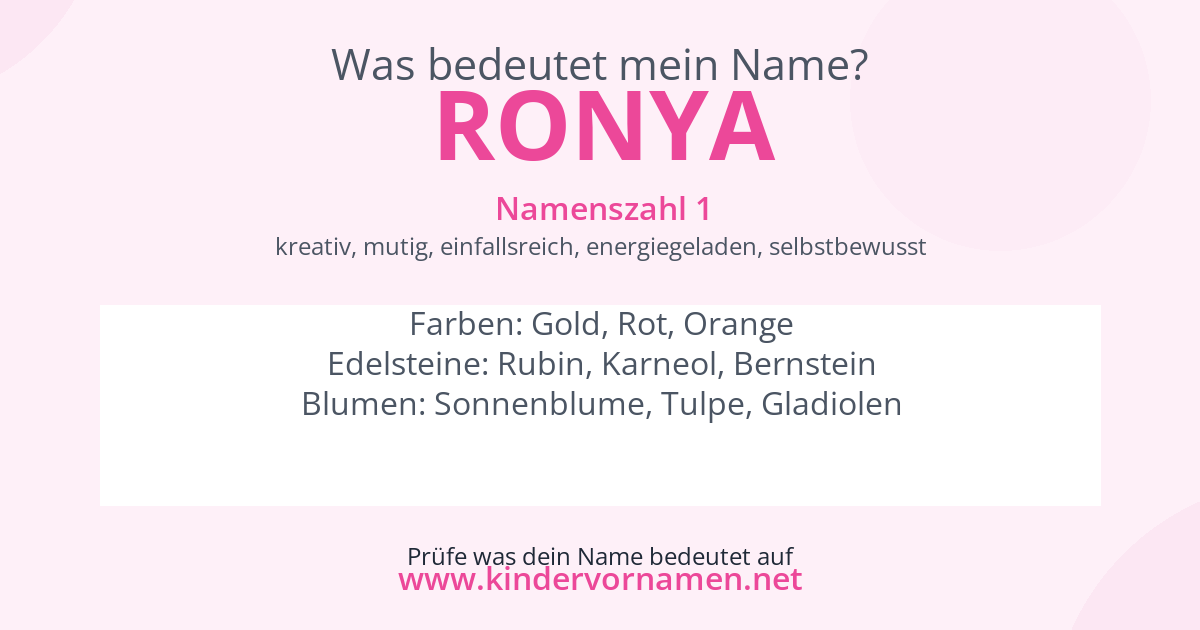 Was bedeutet der Name Ronya?