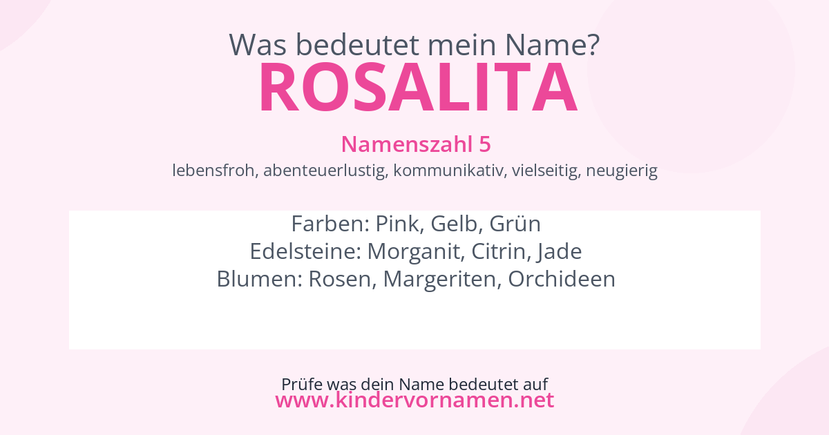 Was bedeutet der Name Rosalita?