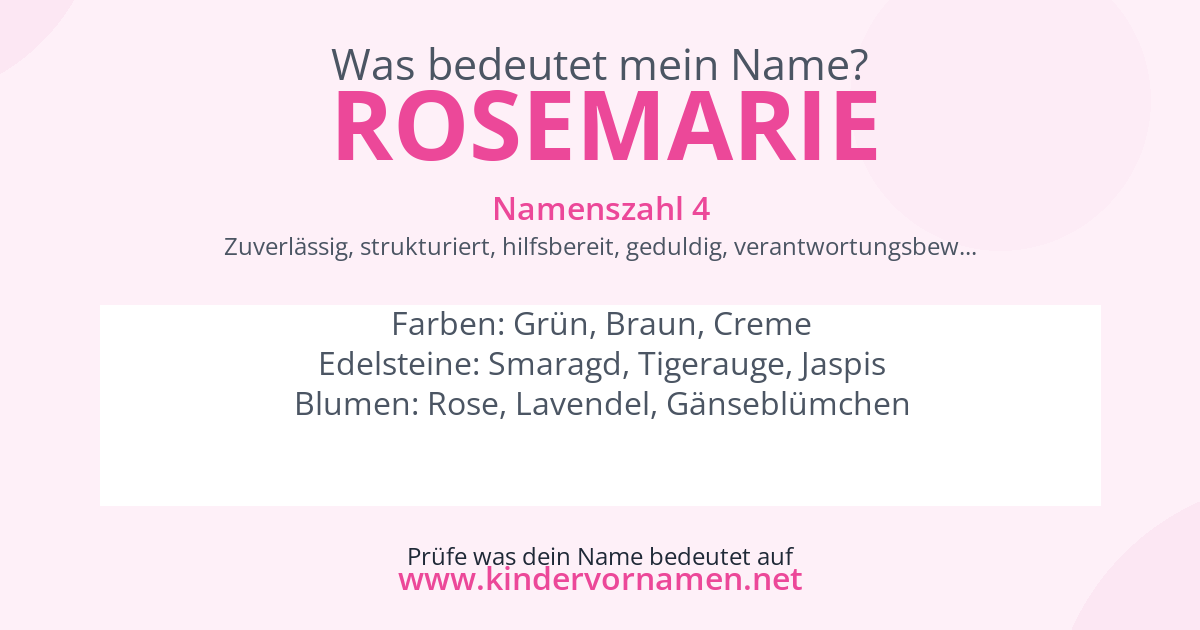 Was bedeutet der Name Rosemarie?