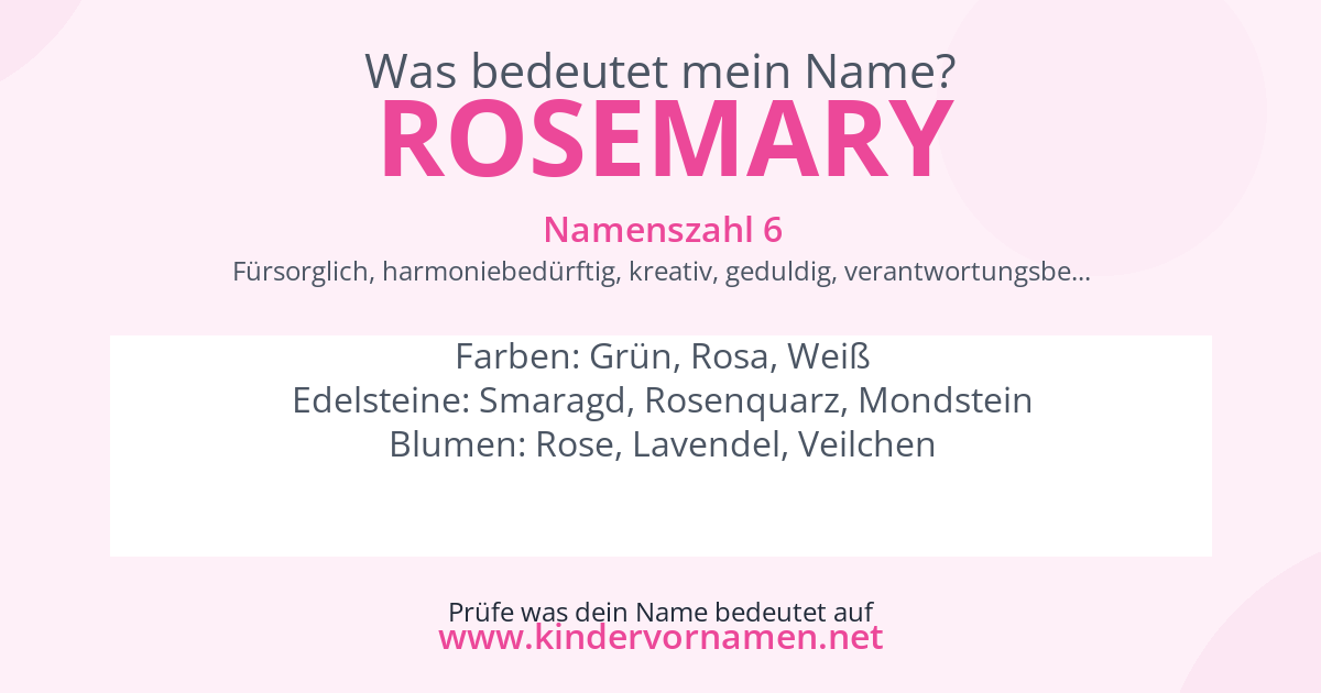 Was bedeutet der Name Rosemary?