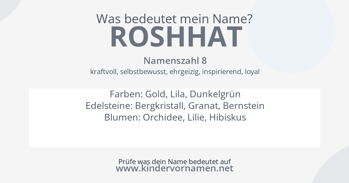 Was bedeutet der Name Roshhat?