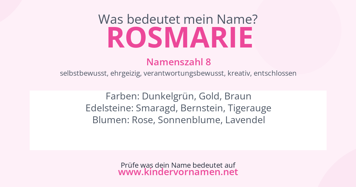 Was bedeutet der Name Rosmarie?