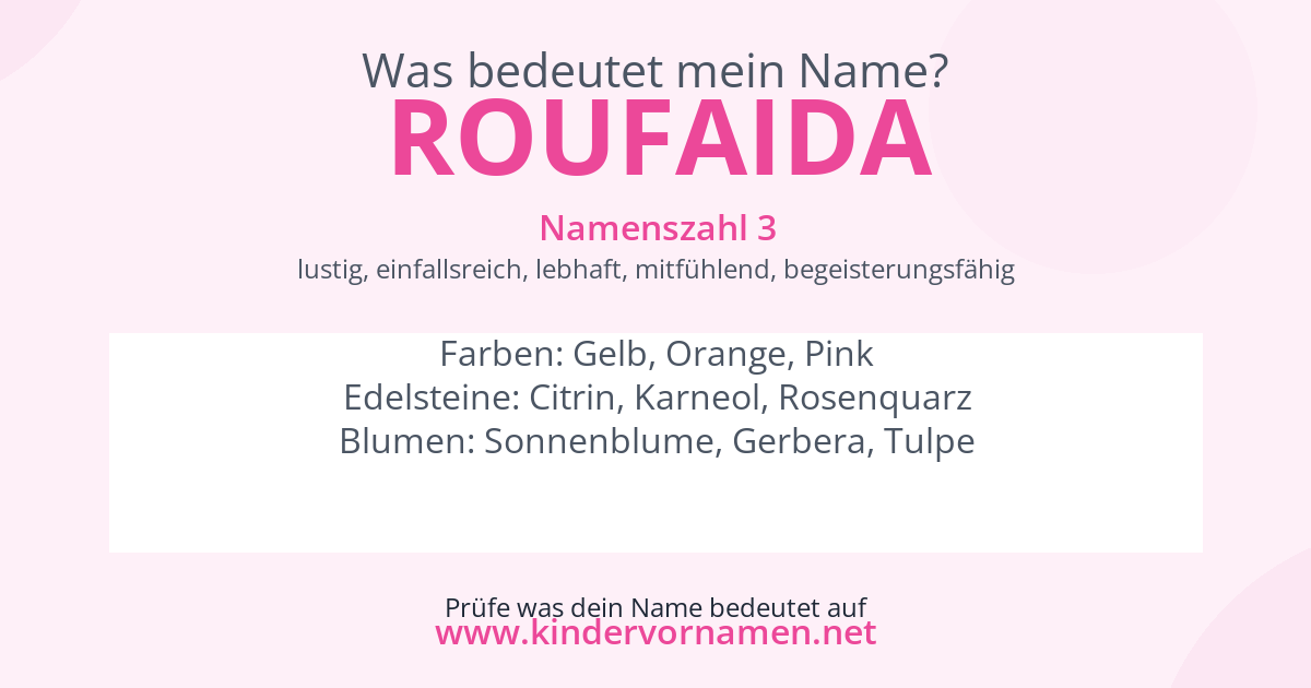 Was bedeutet der Name Roufaida?