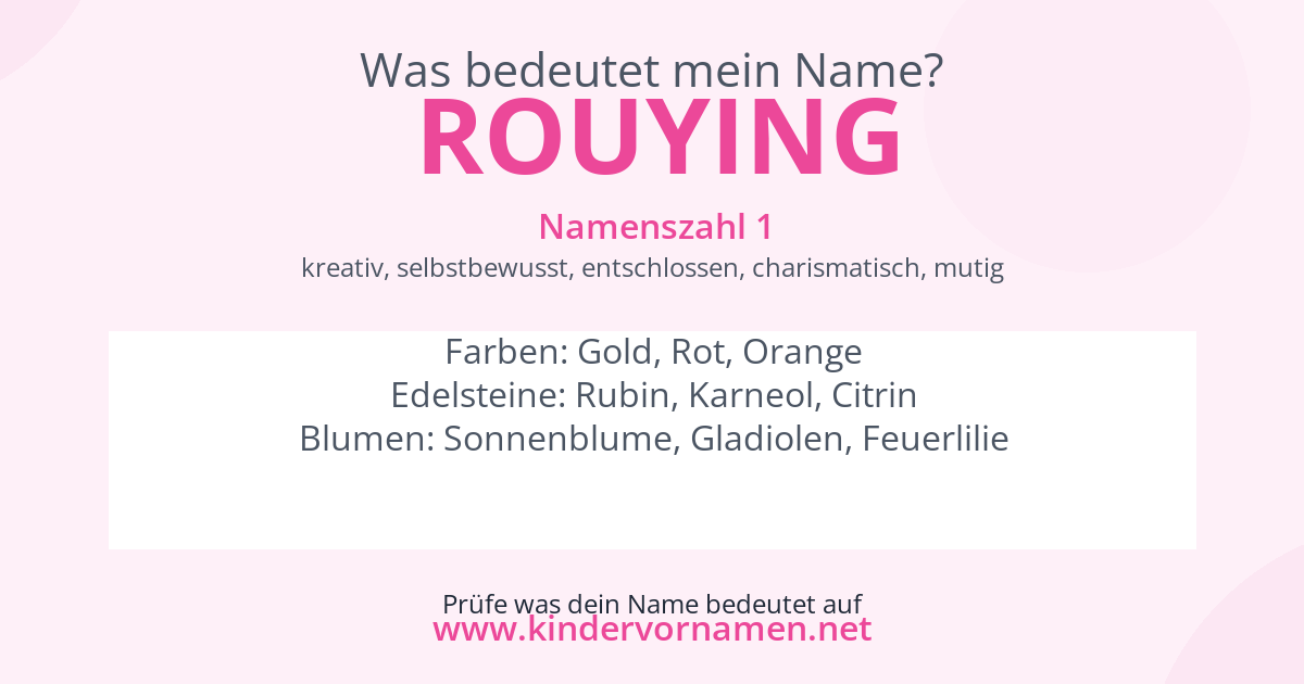 Was bedeutet der Name Rouying?