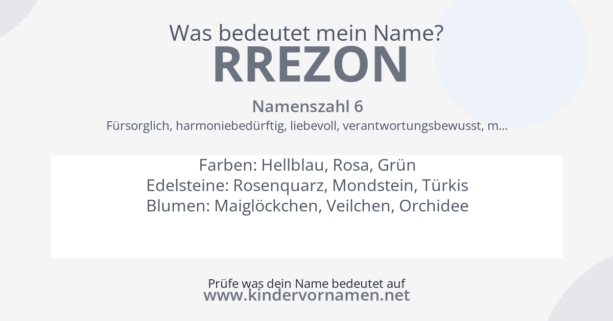 Was bedeutet der Name Rrezon?