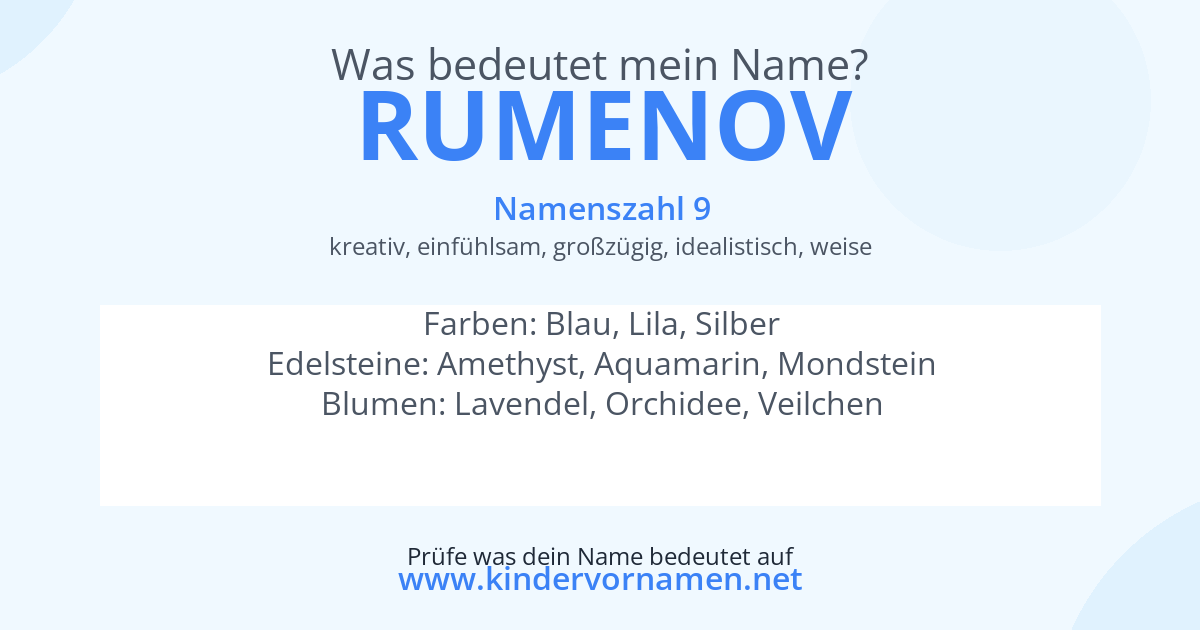 Was bedeutet der Name Rumenov?