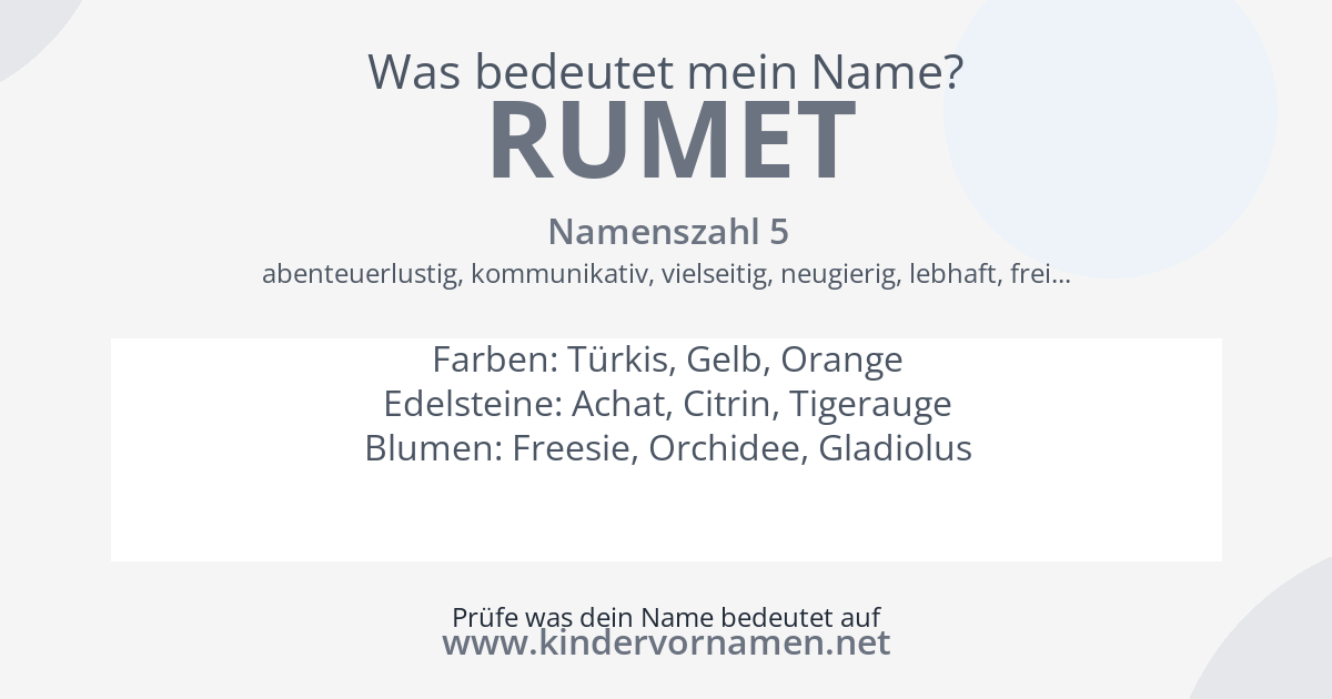 Was bedeutet der Name Rumet?