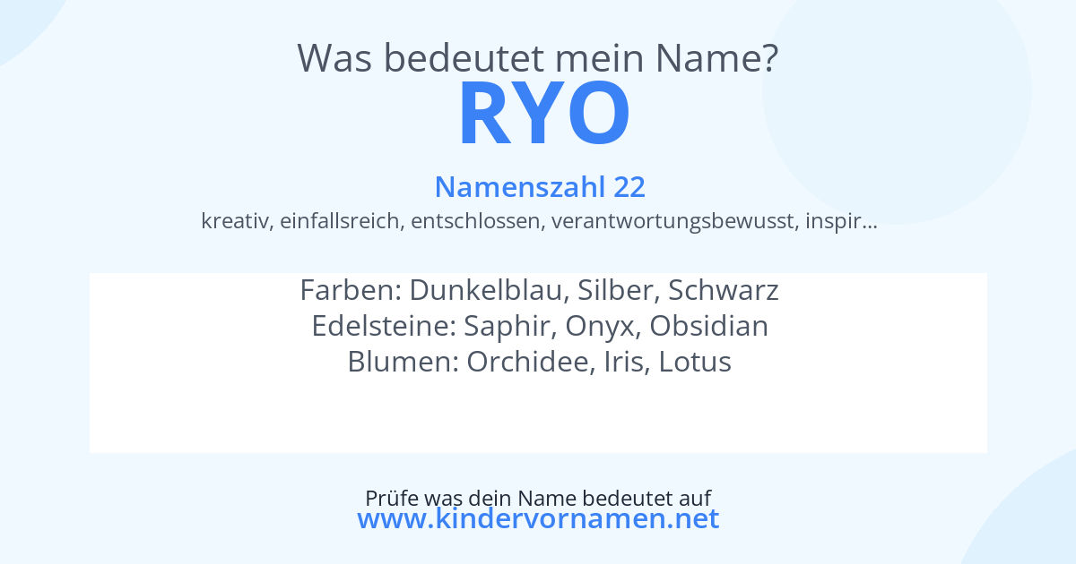 Was bedeutet der Name Ryo?