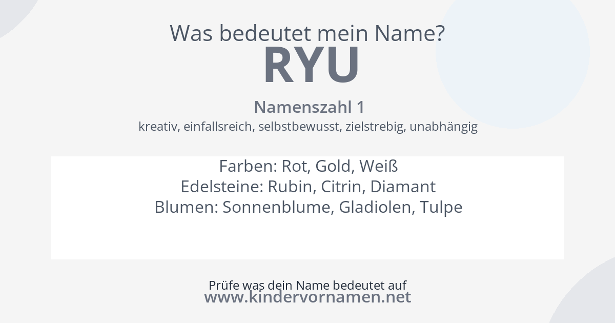 Was bedeutet der Name Ryu?