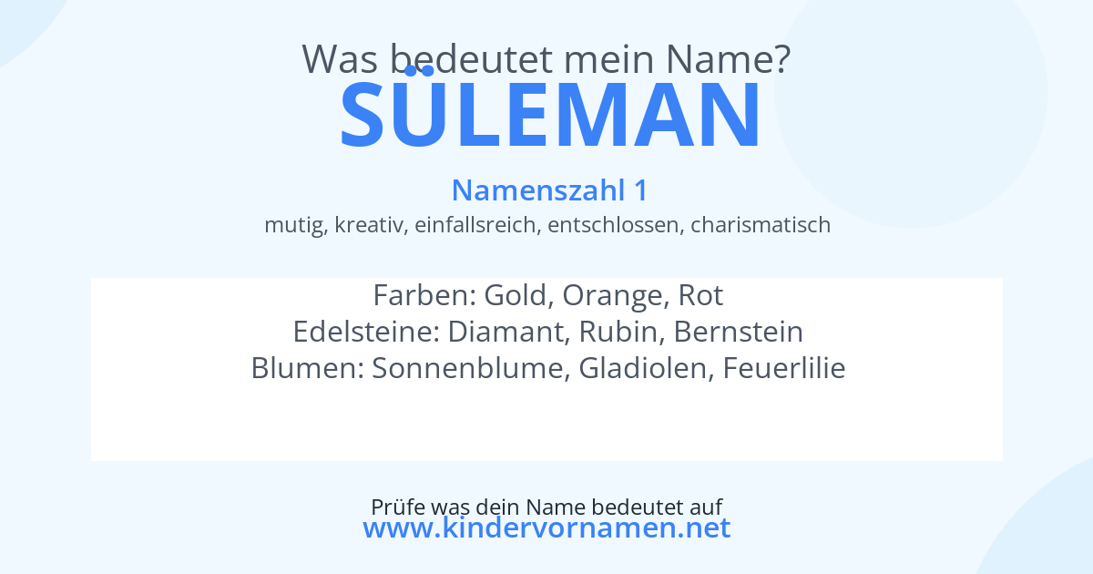 Was bedeutet der Name Süleman?