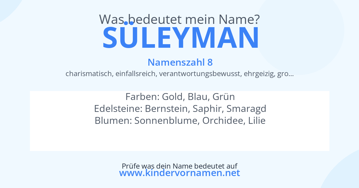 Was bedeutet der Name Süleyman?