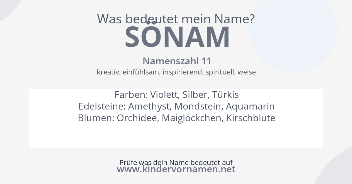 Was bedeutet der Name Sönam?