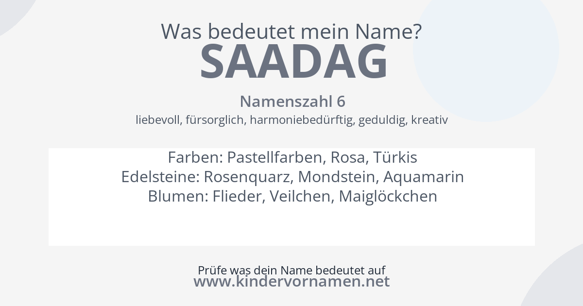 Was bedeutet der Name Saadag?