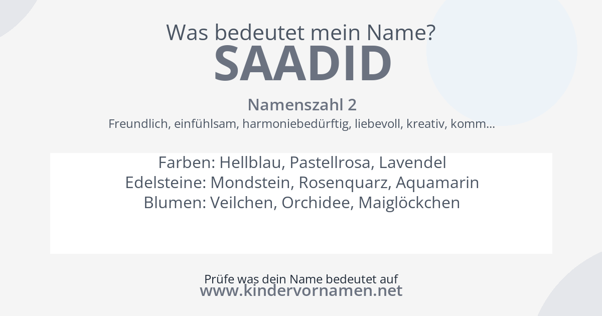 Was bedeutet der Name Saadid?
