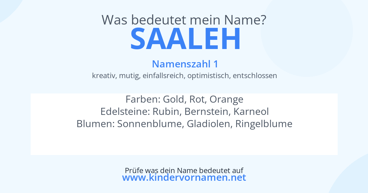 Was bedeutet der Name Saaleh?